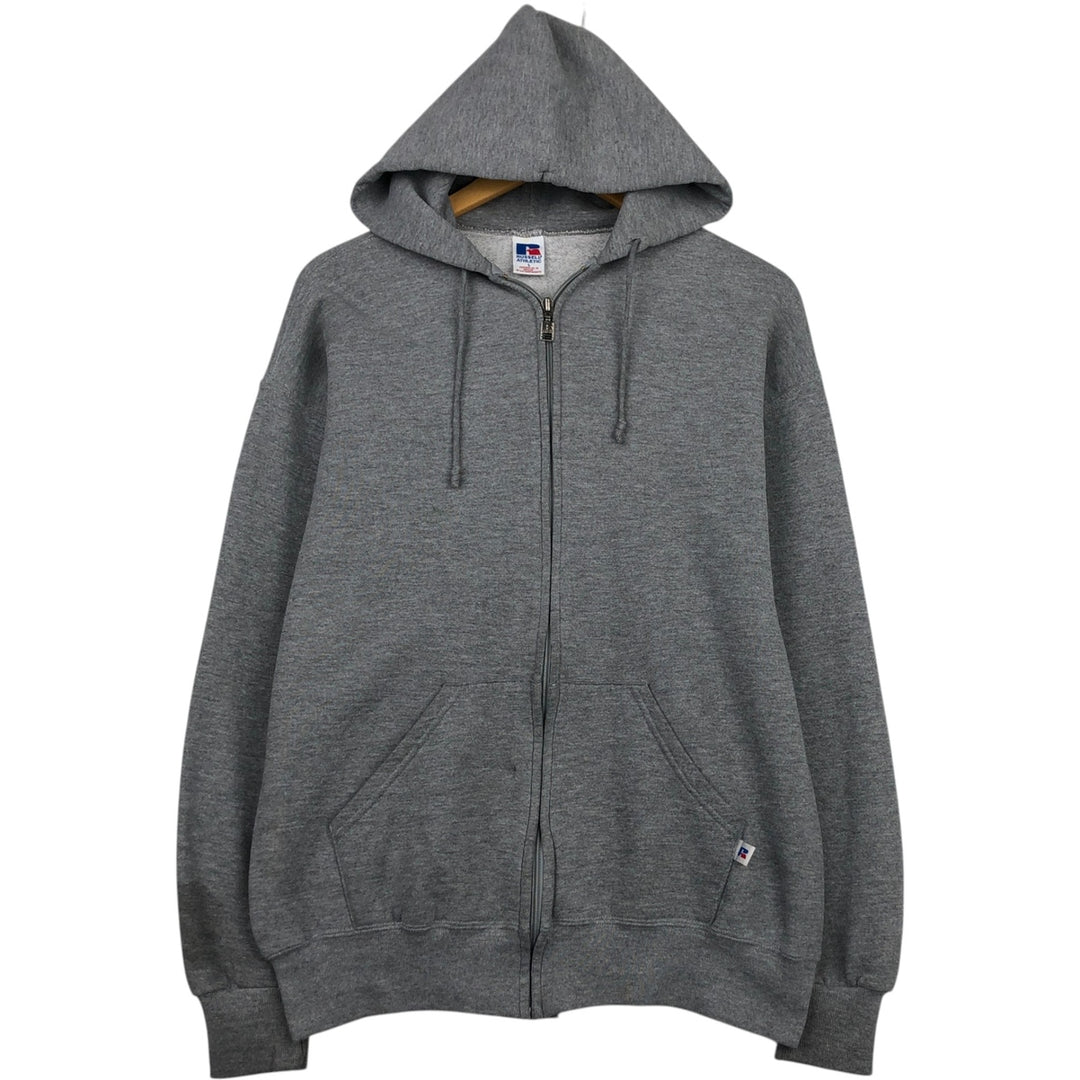80s-90'S Russell Full-Zip Sweatshirt Hoodie, Men's Size L (Equivalent), Vintage polyester gray type Vintage Second Hand