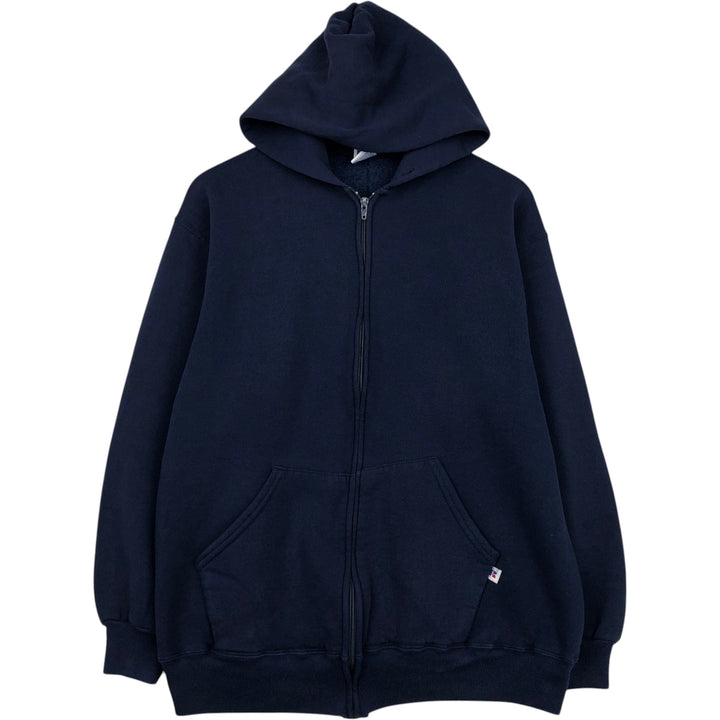 Vintage 80s-90'S Russell full-zip sweatshirt hoodie, Made in USA, Men's XL cotton navy blue type Vintage Second Hand