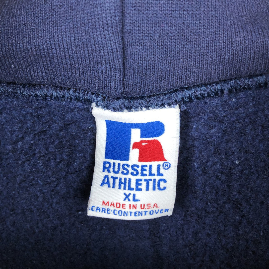 Vintage 80s-90'S Russell full-zip sweatshirt hoodie, Made in USA, Men's XL cotton navy blue type Vintage Second Hand