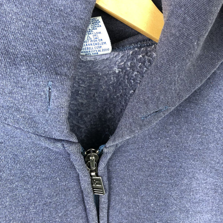80s-90'S Russell Athletic Full-Zip Sweatshirt Hoodie, Made in USA, Men's Size L (Equivalent), Vintage polyester navy blue type Vintage Second Hand