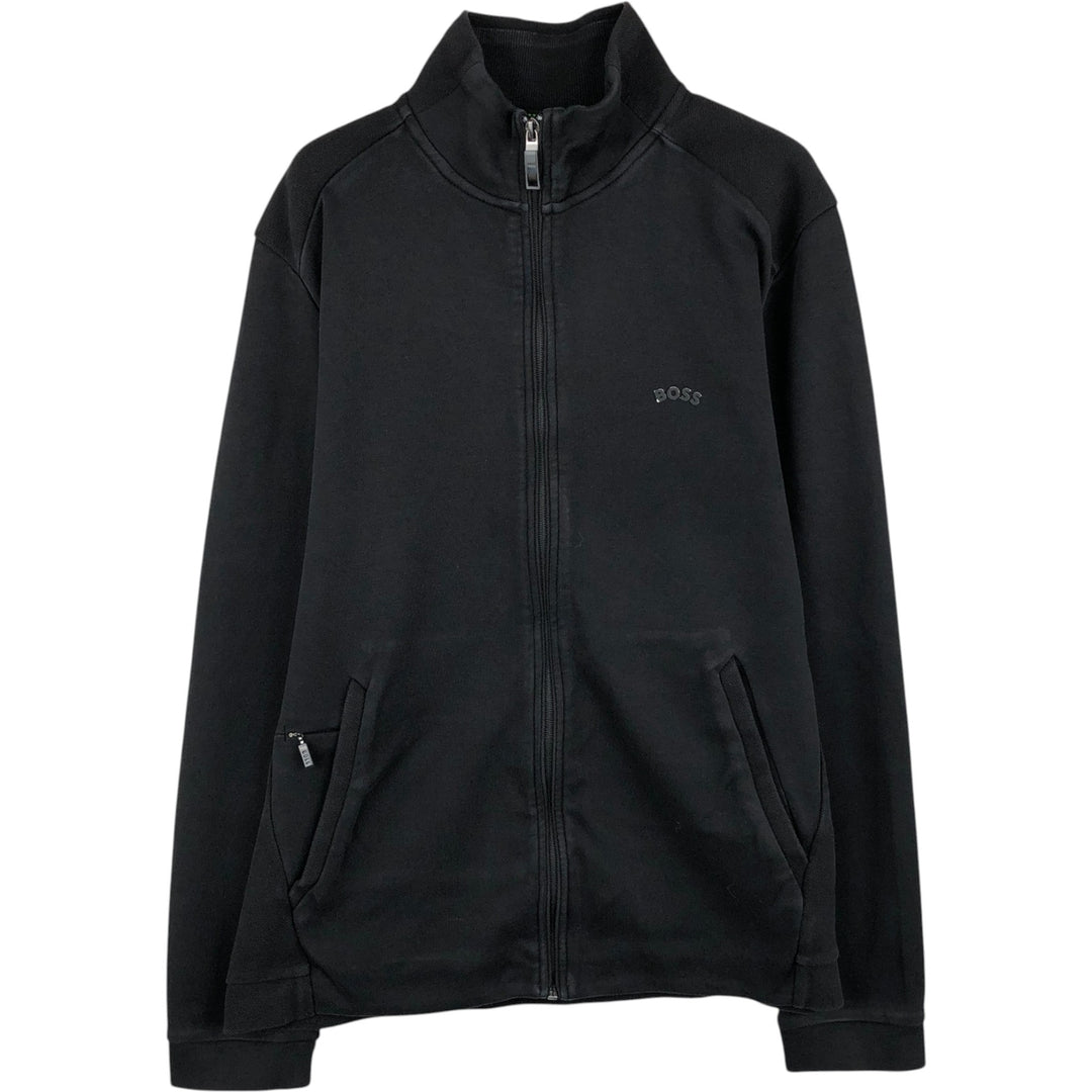Hugo Boss Full-Zip Sweatshirt (Men's Size L) cotton black type Vintage Second Hand