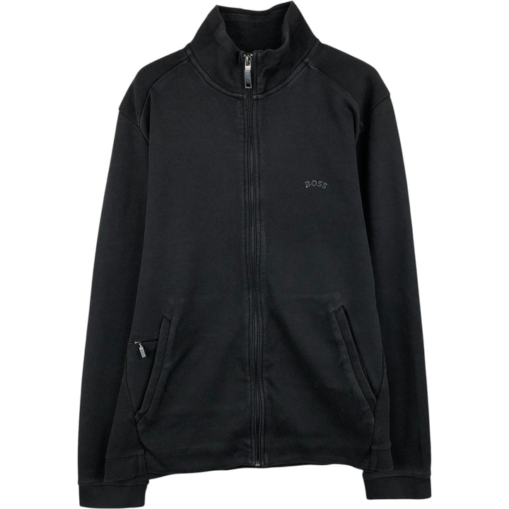 Hugo Boss Full-Zip Sweatshirt (Men's Size L) cotton black type Vintage Second Hand