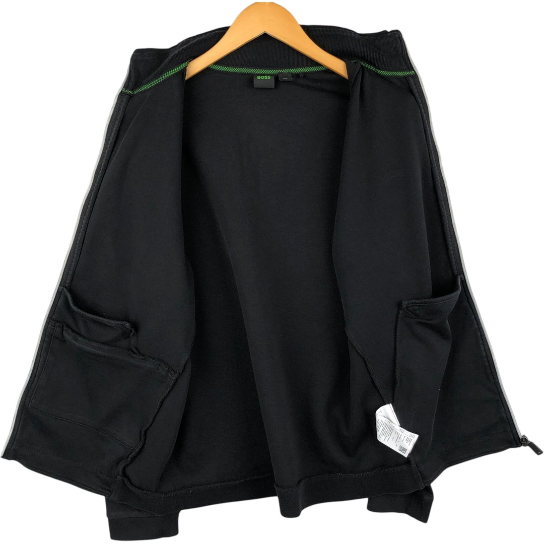 Hugo Boss Full-Zip Sweatshirt (Men's Size L) cotton black type Vintage Second Hand