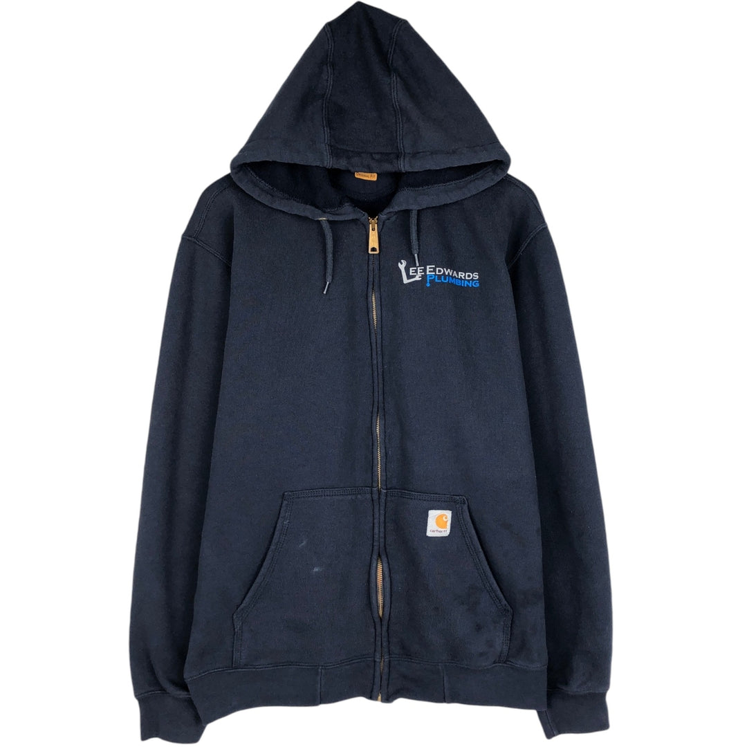 Carhartt Loose Fit Advertising Sweatshirt Full-Zip Hoodie, Men's Size L cotton navy blue type Vintage Second Hand