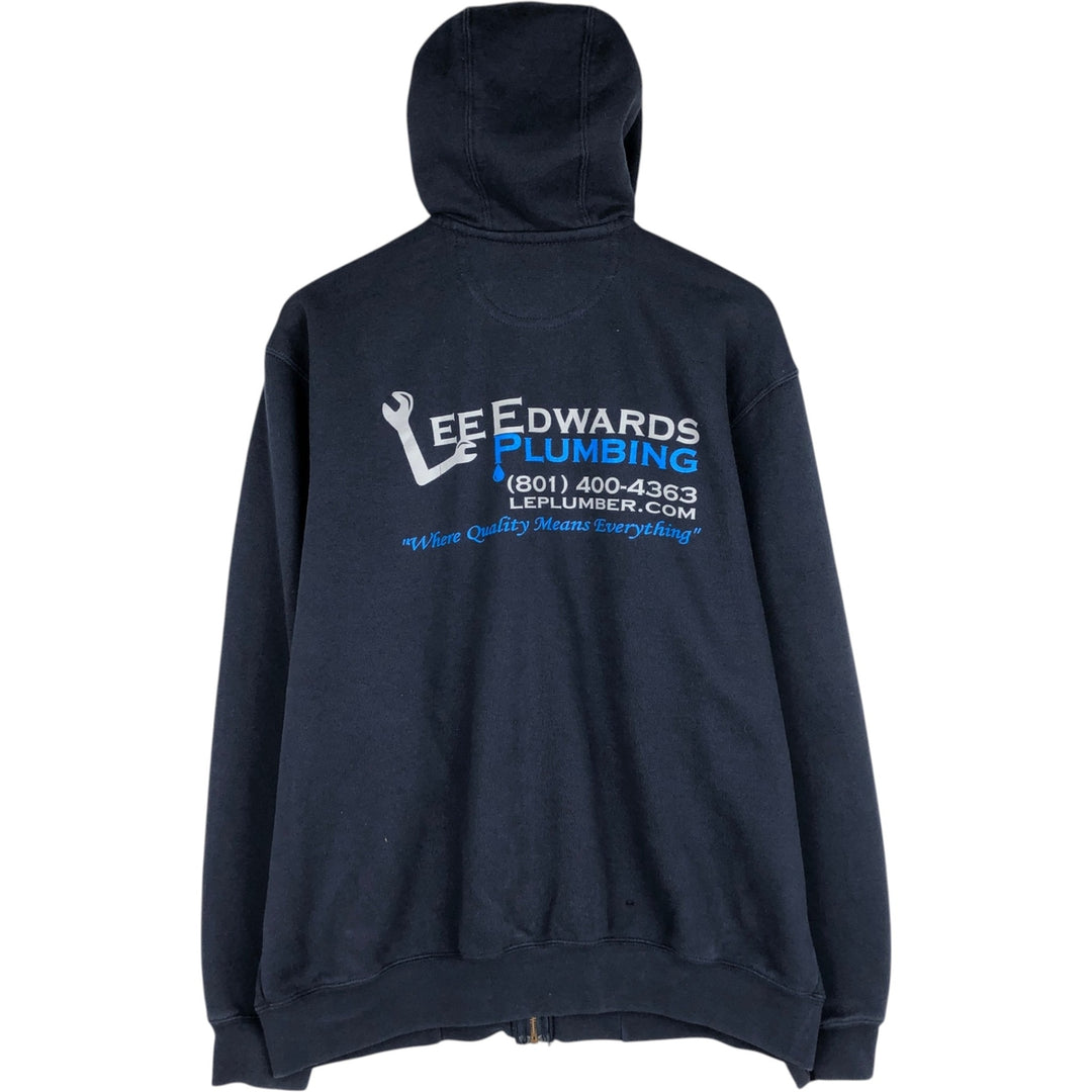 Carhartt Loose Fit Advertising Sweatshirt Full-Zip Hoodie, Men's Size L cotton navy blue type Vintage Second Hand