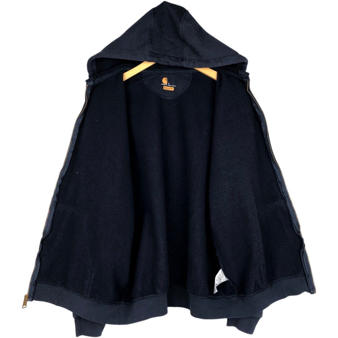 Carhartt Loose Fit Advertising Sweatshirt Full-Zip Hoodie, Men's Size L cotton navy blue type Vintage Second Hand