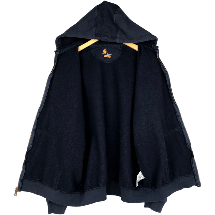 Carhartt Loose Fit Advertising Sweatshirt Full-Zip Hoodie, Men's Size L cotton navy blue type Vintage Second Hand