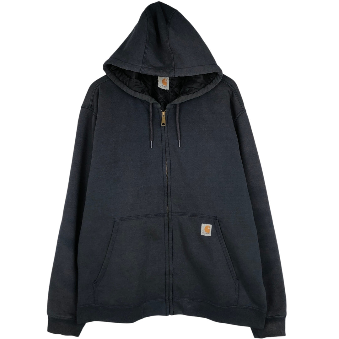 Carhartt Sweat Full Zip Hoodie Men's XXL cotton navy blue type Vintage Second Hand