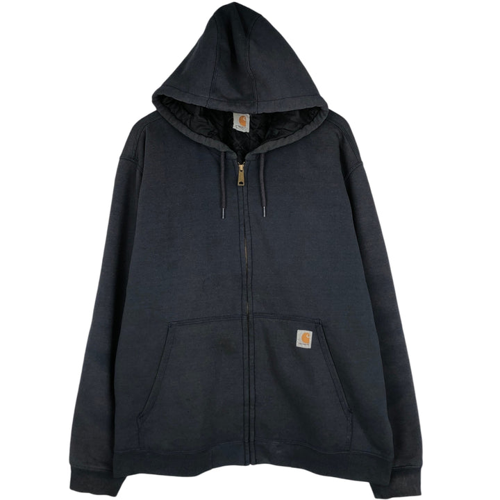 Carhartt Sweat Full Zip Hoodie Men's XXL cotton navy blue type Vintage Second Hand