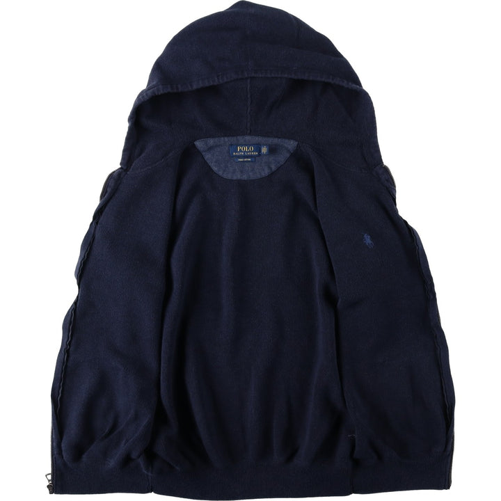 Ralph Lauren POLO RALPH LAUREN Sweat Full Zip Hoodie Men's S Pima Cotton navy blue type Vintage Second Hand