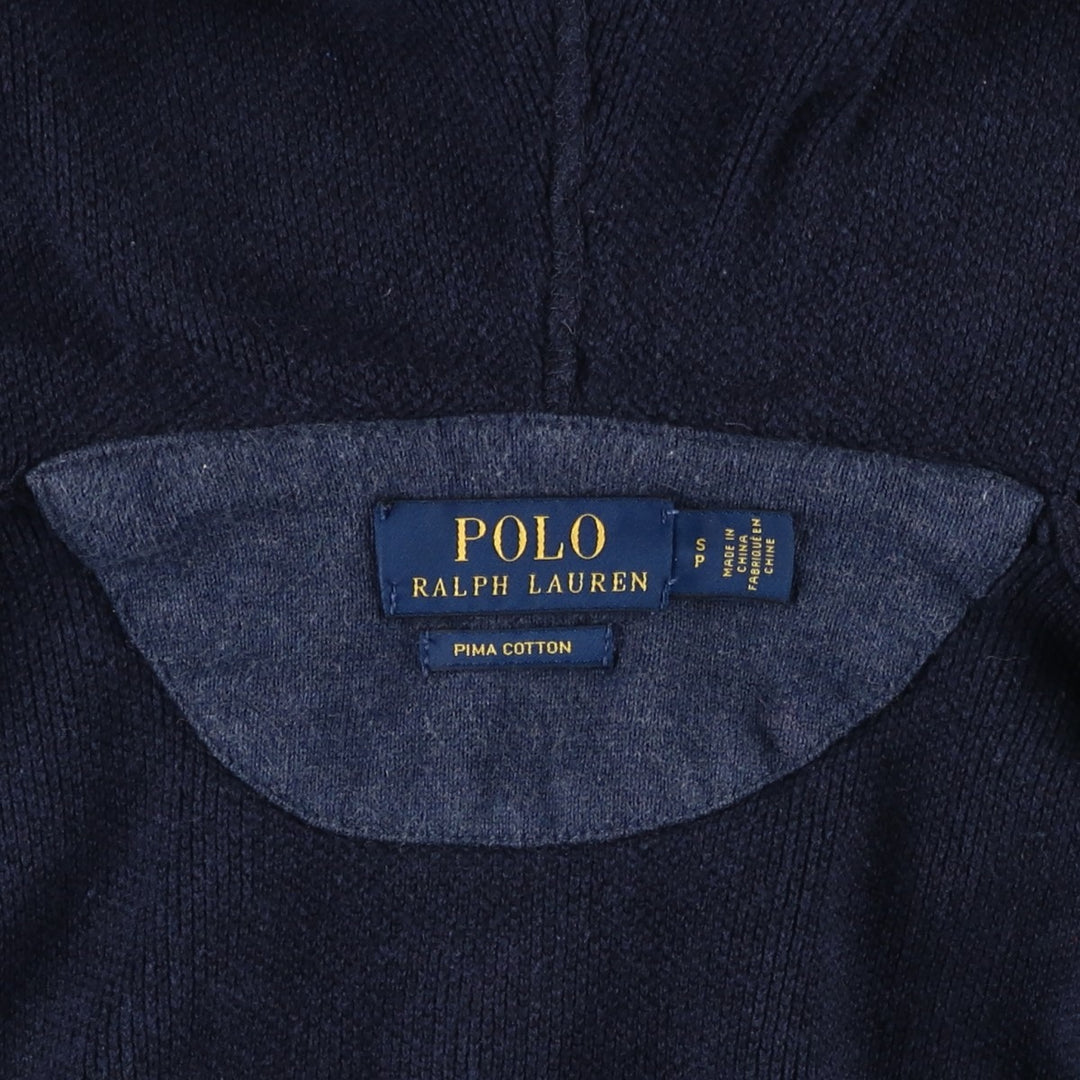 Ralph Lauren POLO RALPH LAUREN Sweat Full Zip Hoodie Men's S Pima Cotton navy blue type Vintage Second Hand