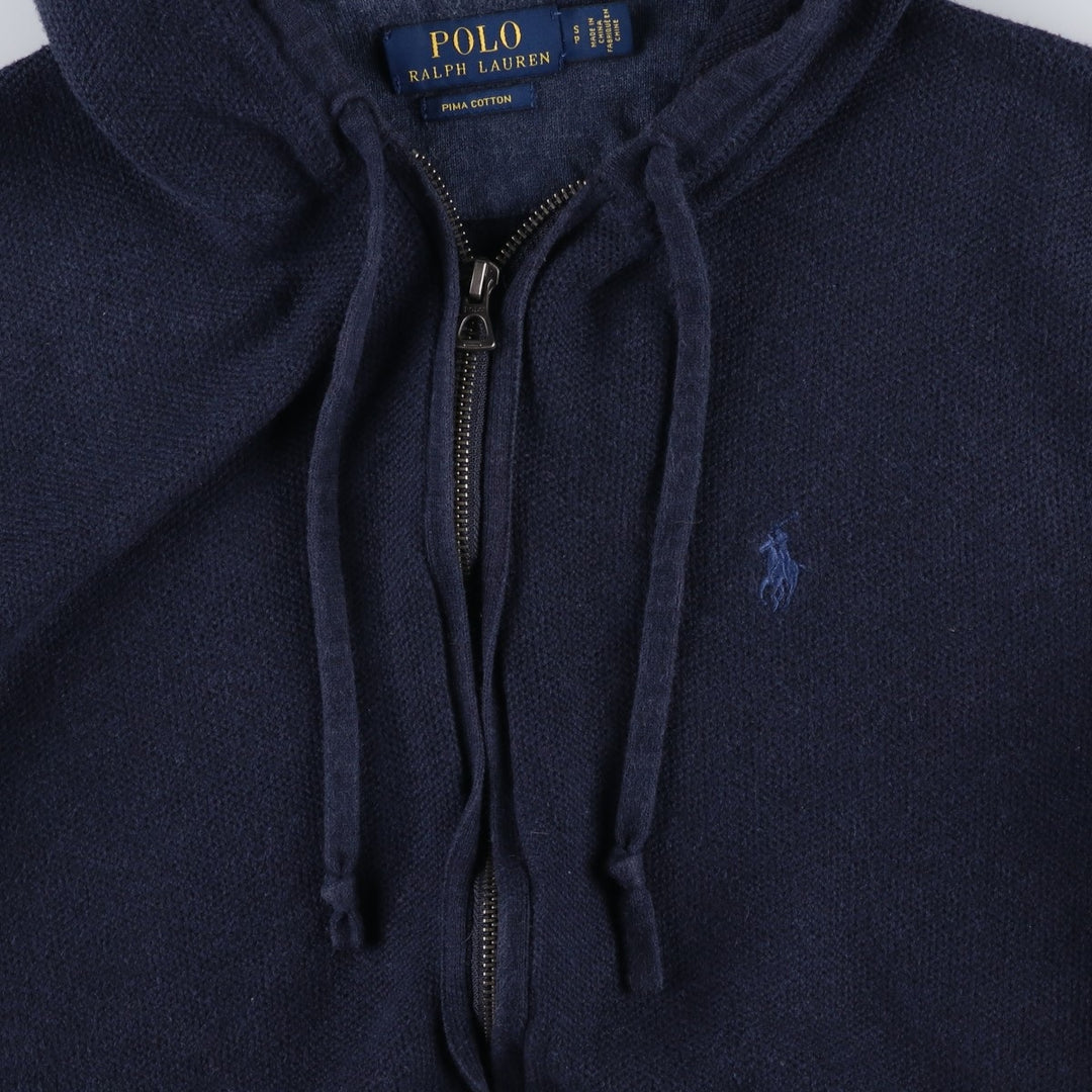 Ralph Lauren POLO RALPH LAUREN Sweat Full Zip Hoodie Men's S Pima Cotton navy blue type Vintage Second Hand