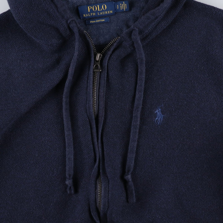 Ralph Lauren POLO RALPH LAUREN Sweat Full Zip Hoodie Men's S Pima Cotton navy blue type Vintage Second Hand