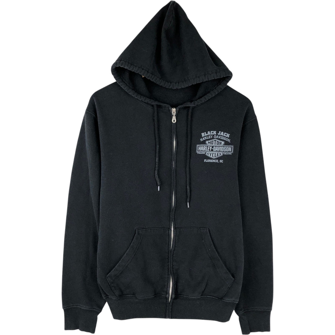 Harley-Davidson Motorcycle Sweat Full-Zip Hoodie, Men's Size S (approx.) cotton black type Vintage Second Hand