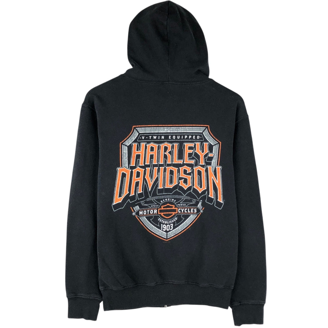 Harley-Davidson Motorcycle Sweat Full-Zip Hoodie, Men's Size S (approx.) cotton black type Vintage Second Hand