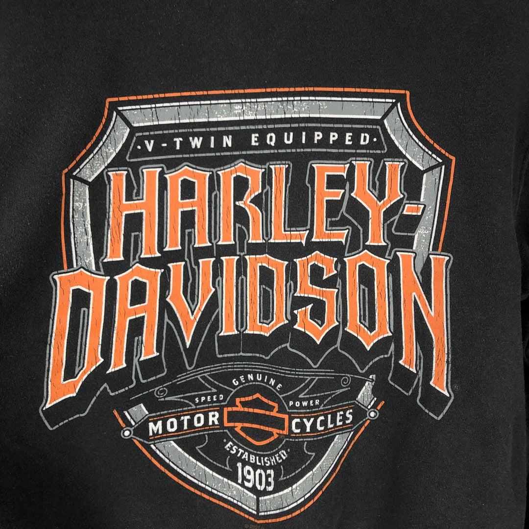 Harley-Davidson Motorcycle Sweat Full-Zip Hoodie, Men's Size S (approx.) cotton black type Vintage Second Hand