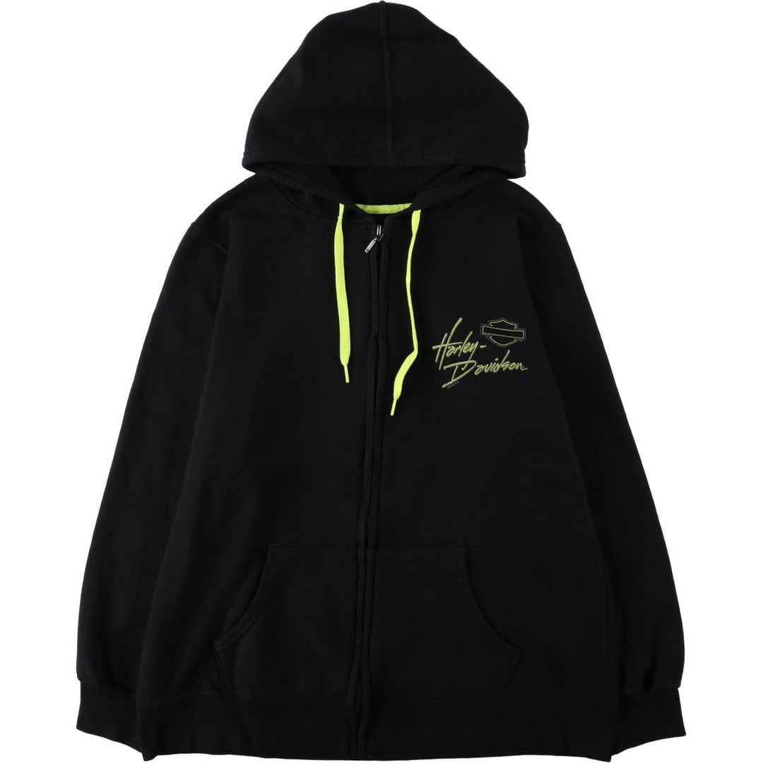 Harley-Davidson Men's Full-Zip Hoodie (XL) cotton black type Vintage Second Hand