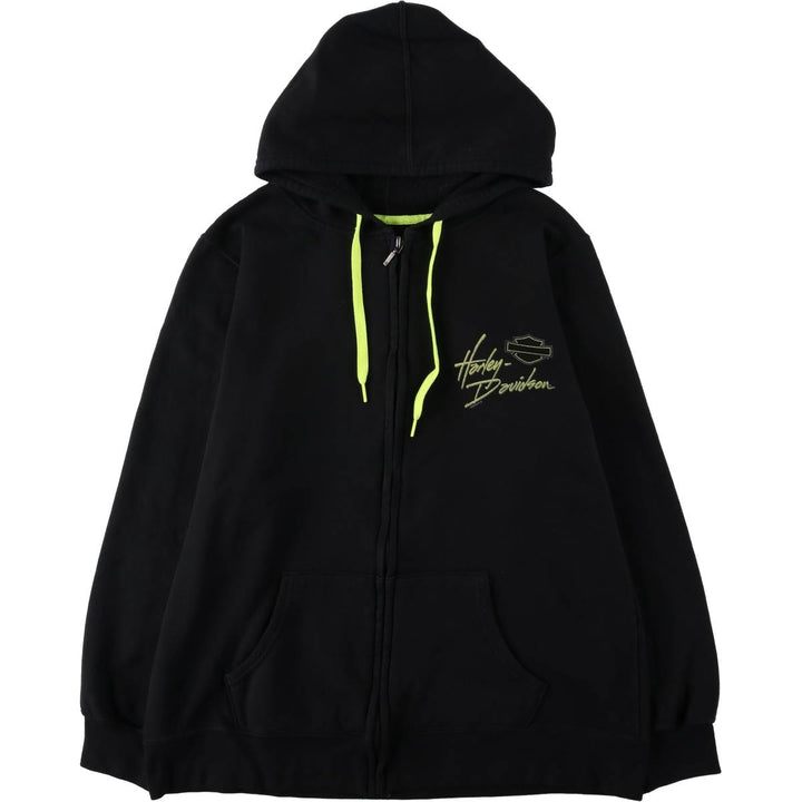 Harley-Davidson Men's Full-Zip Hoodie (XL) cotton black type Vintage Second Hand