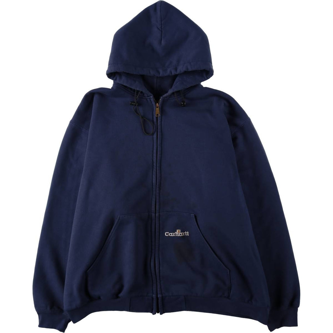 Carhartt Sweat Full Zip Hoodie Men's XXL cotton navy blue type Vintage Second Hand