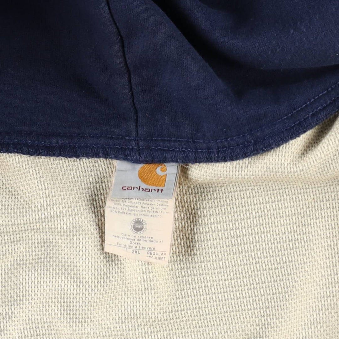 Carhartt Sweat Full Zip Hoodie Men's XXL cotton navy blue type Vintage Second Hand