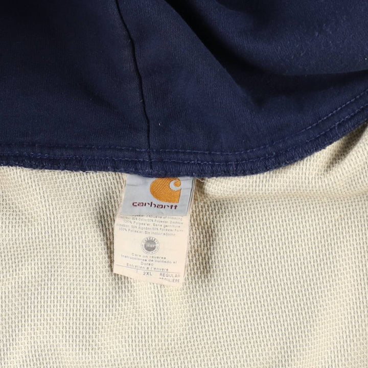 Carhartt Sweat Full Zip Hoodie Men's XXL cotton navy blue type Vintage Second Hand