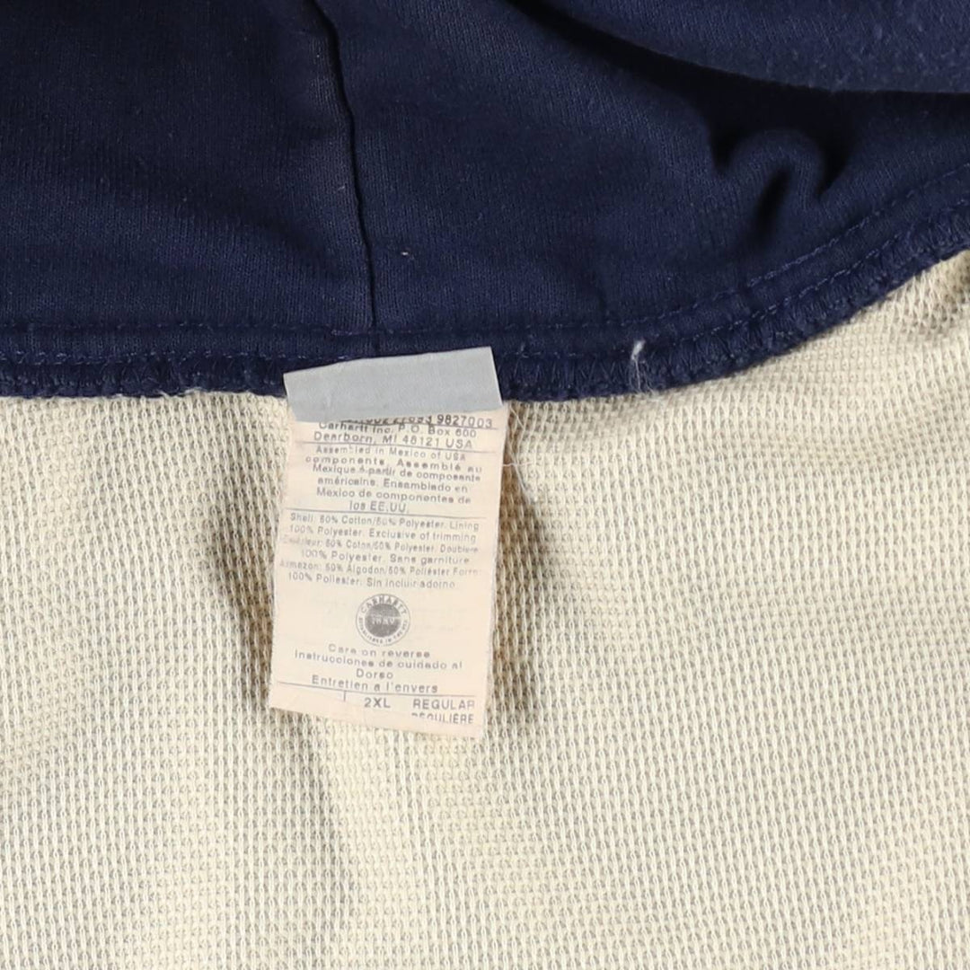 Carhartt Sweat Full Zip Hoodie Men's XXL cotton navy blue type Vintage Second Hand