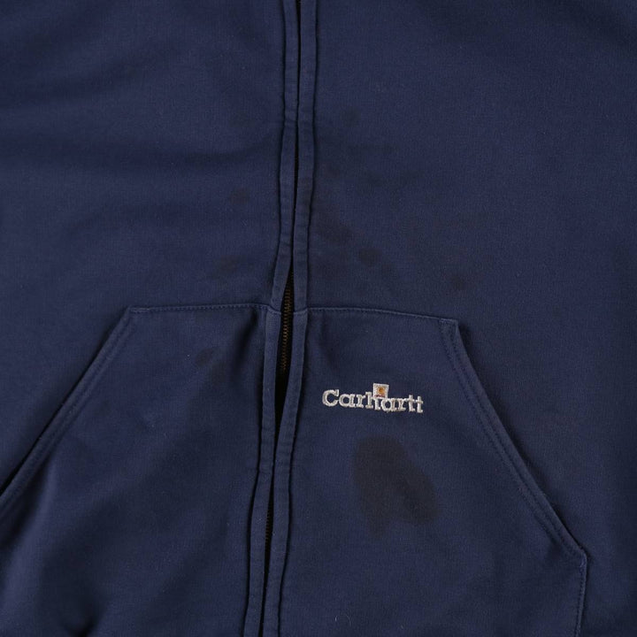 Carhartt Sweat Full Zip Hoodie Men's XXL cotton navy blue type Vintage Second Hand