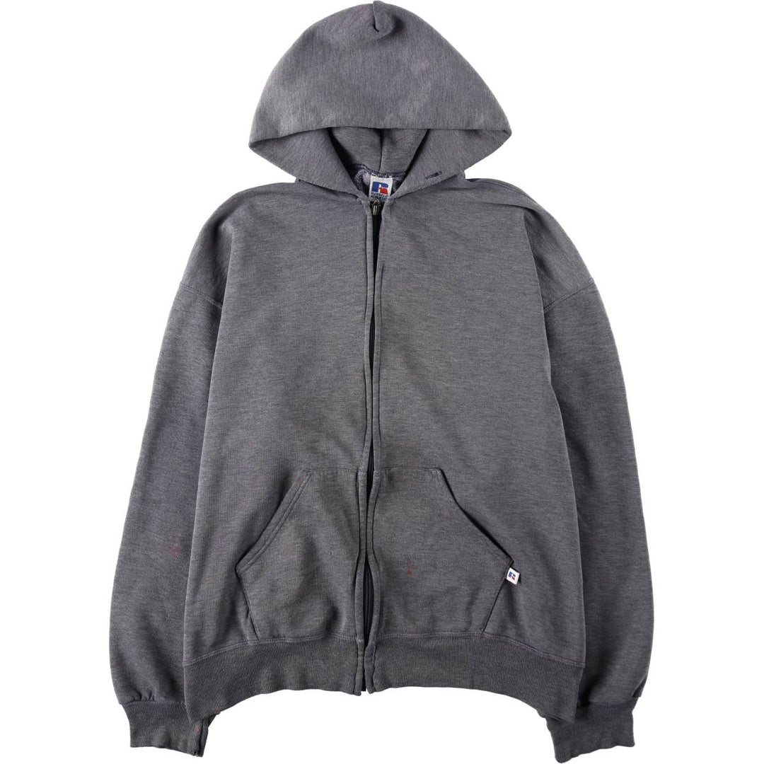 Vintage 90'S Russell Athletic full-zip sweatshirt, size L, men's polyester gray type Vintage Second Hand