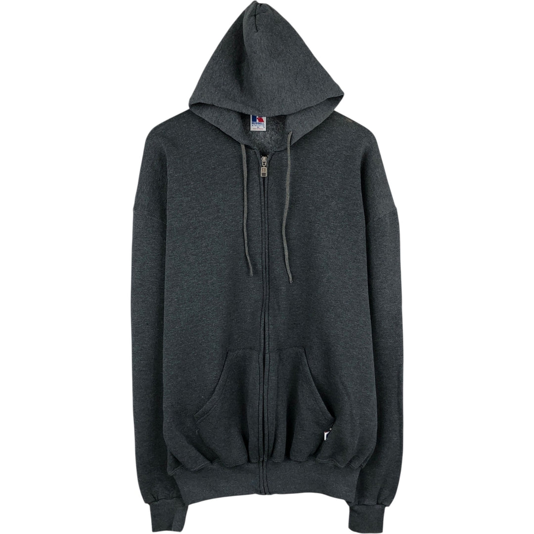 Russell Athletic Full-Zip Sweatshirt Hoodie, Men's Size XL (approx.) cotton Charcoal Vintage Second Hand