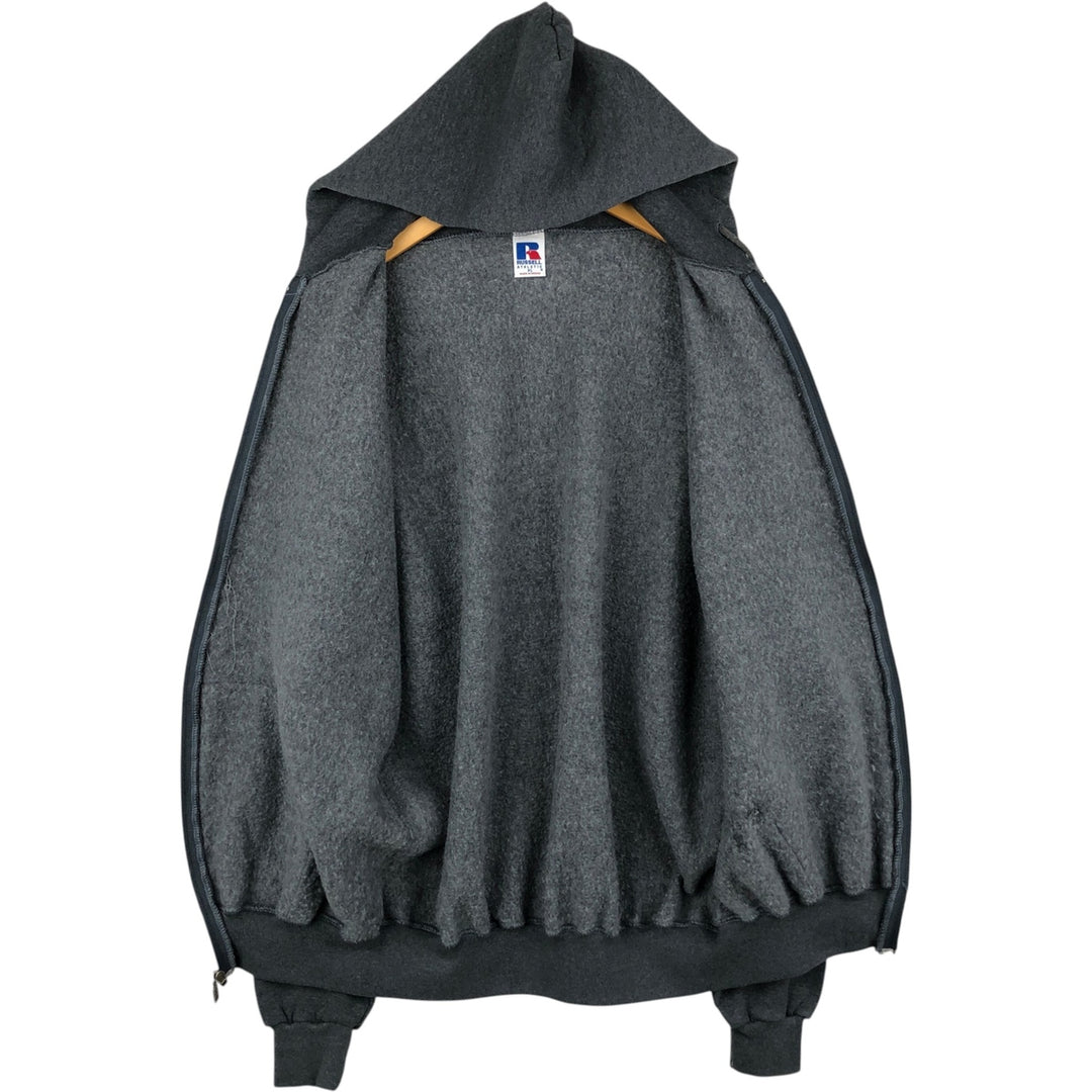 Russell Athletic Full-Zip Sweatshirt Hoodie, Men's Size XL (approx.) cotton Charcoal Vintage Second Hand