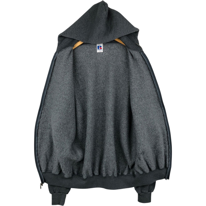 Russell Athletic Full-Zip Sweatshirt Hoodie, Men's Size XL (approx.) cotton Charcoal Vintage Second Hand