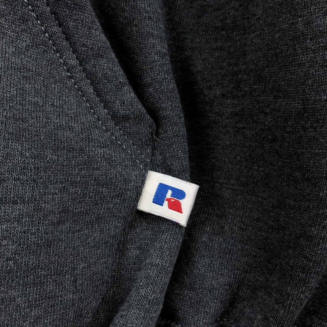 Russell Athletic Full-Zip Sweatshirt Hoodie, Men's Size XL (approx.) cotton Charcoal Vintage Second Hand