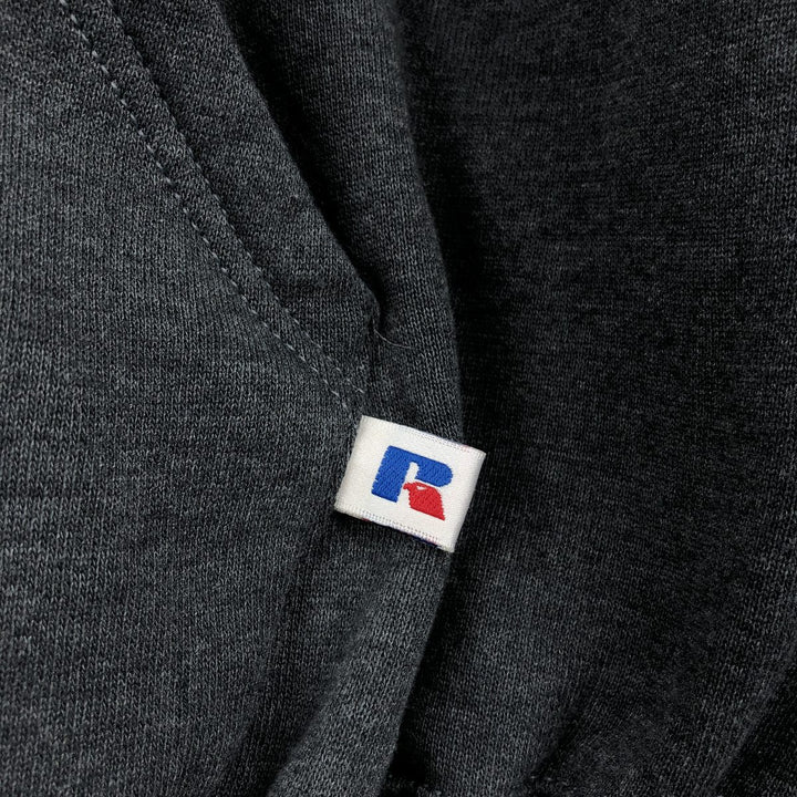 Russell Athletic Full-Zip Sweatshirt Hoodie, Men's Size XL (approx.) cotton Charcoal Vintage Second Hand