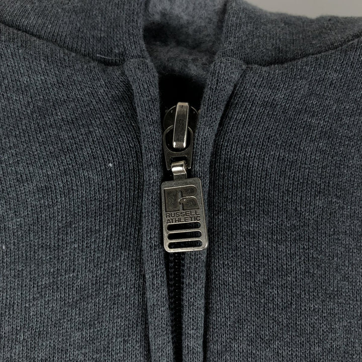 Russell Athletic Full-Zip Sweatshirt Hoodie, Men's Size XL (approx.) cotton Charcoal Vintage Second Hand