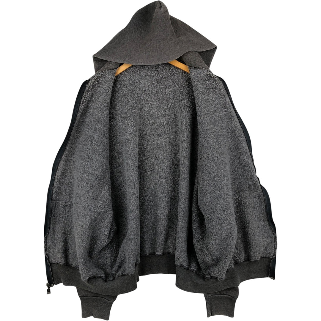 Russell Athletic Full-Zip Sweatshirt Hoodie, Men's Size XXL (approx.) cotton Charcoal Vintage Second Hand