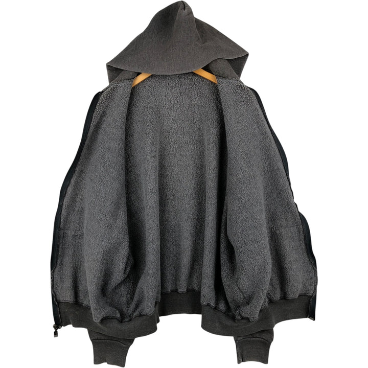 Russell Athletic Full-Zip Sweatshirt Hoodie, Men's Size XXL (approx.) cotton Charcoal Vintage Second Hand