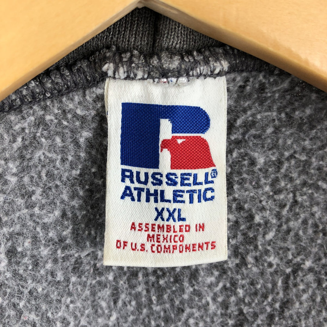 Russell Athletic Full-Zip Sweatshirt Hoodie, Men's Size XXL (approx.) cotton Charcoal Vintage Second Hand