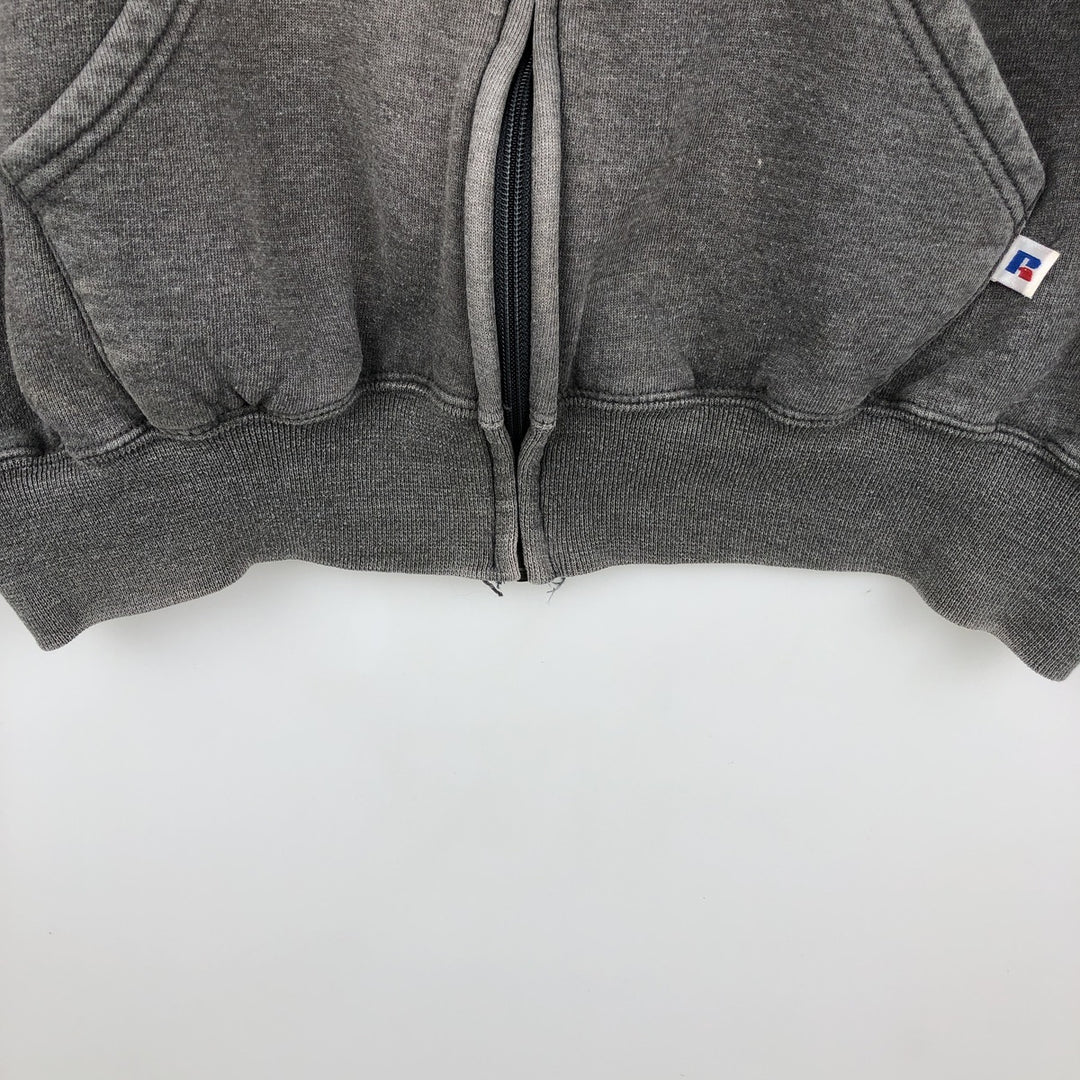 Russell Athletic Full-Zip Sweatshirt Hoodie, Men's Size XXL (approx.) cotton Charcoal Vintage Second Hand