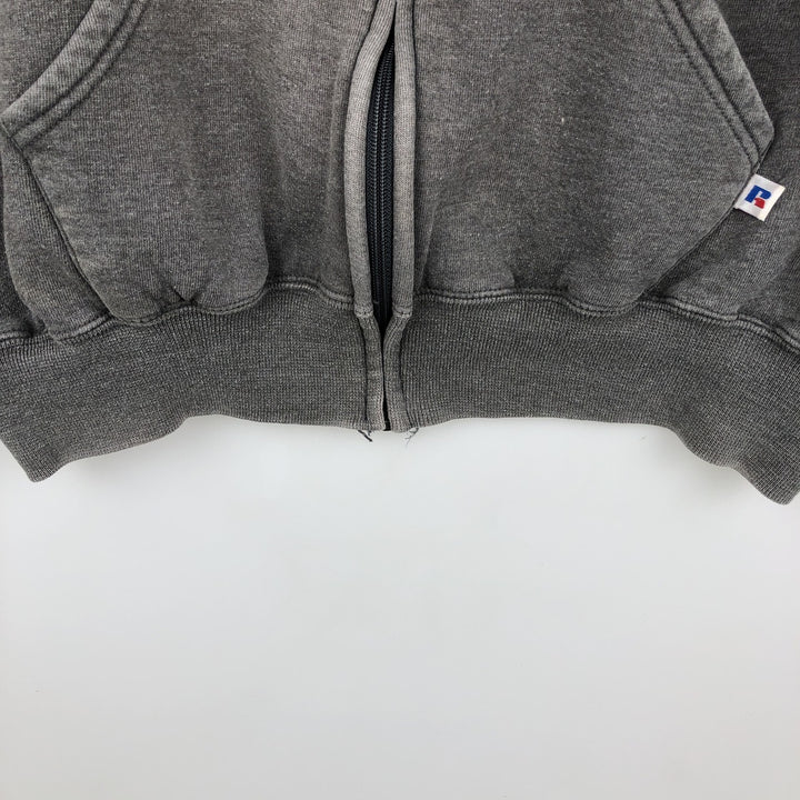 Russell Athletic Full-Zip Sweatshirt Hoodie, Men's Size XXL (approx.) cotton Charcoal Vintage Second Hand