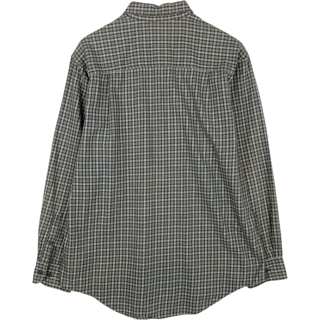 Vintage 90s-00'S Timberland long-sleeved button-down check shirt, men's size M cotton green type Vintage Second Hand
