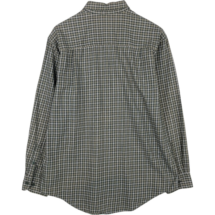 Vintage 90s-00'S Timberland long-sleeved button-down check shirt, men's size M cotton green type Vintage Second Hand