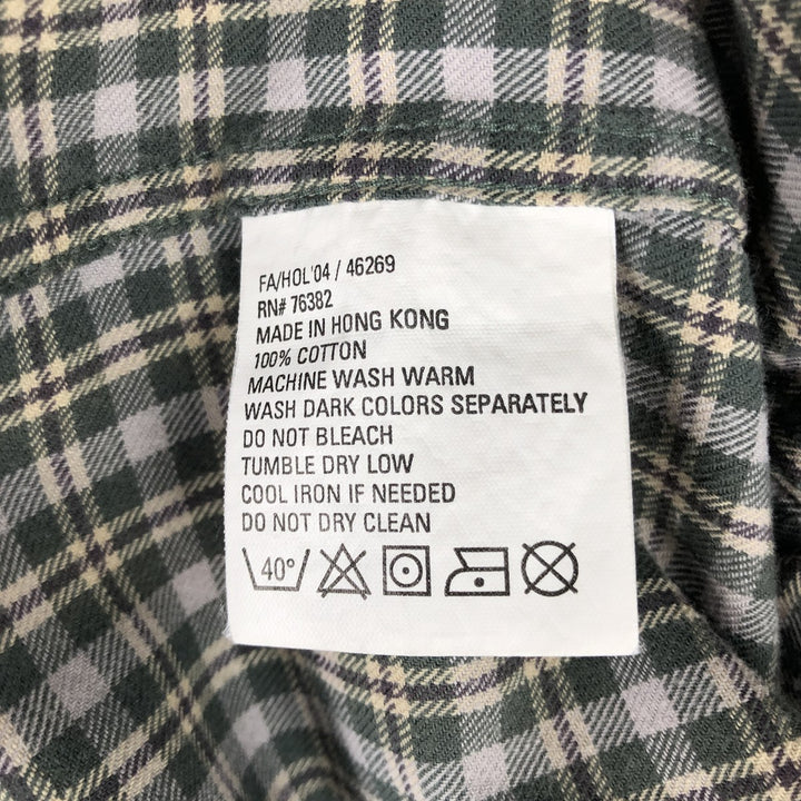 Vintage 90s-00'S Timberland long-sleeved button-down check shirt, men's size M cotton green type Vintage Second Hand