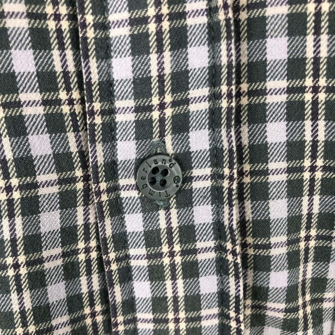Vintage 90s-00'S Timberland long-sleeved button-down check shirt, men's size M cotton green type Vintage Second Hand