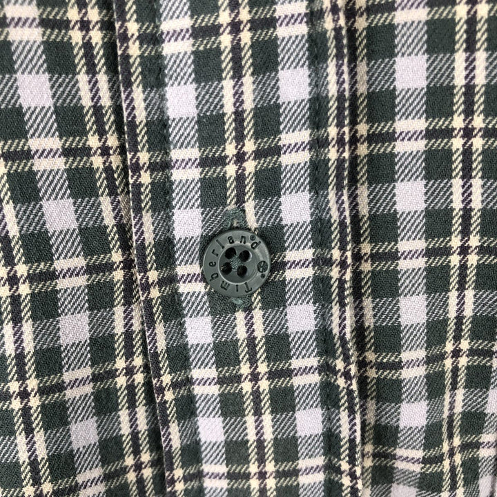 Vintage 90s-00'S Timberland long-sleeved button-down check shirt, men's size M cotton green type Vintage Second Hand