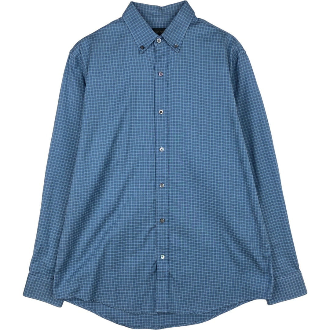 2000'S Banana Republic Long-Sleeve Button-Down Check Shirt, Men's Size L (approx.) cotton blue type Vintage Second Hand