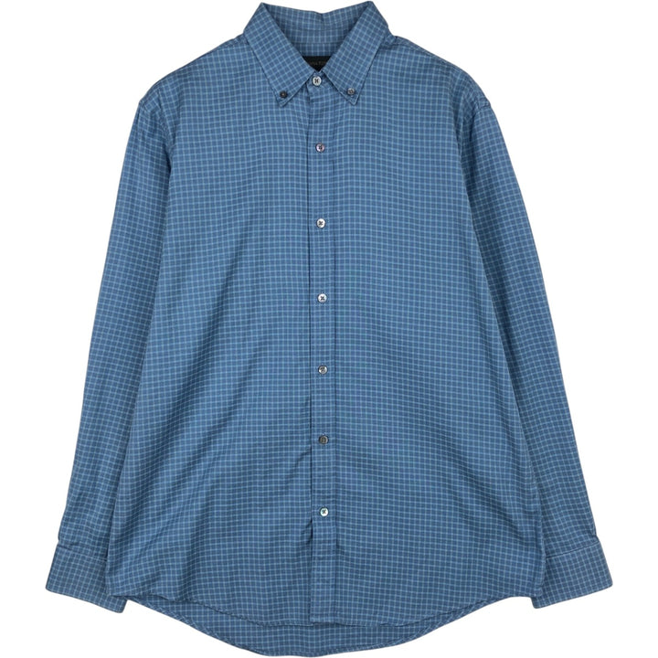2000'S Banana Republic Long-Sleeve Button-Down Check Shirt, Men's Size L (approx.) cotton blue type Vintage Second Hand