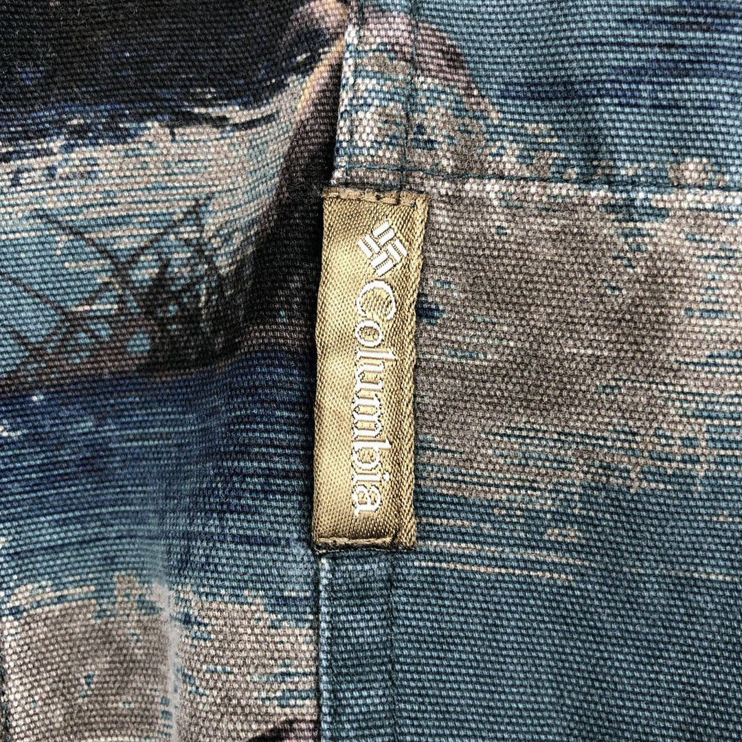 2000'S Columbia RIVER LODGE all-over dog print long-sleeved button-down shirt, men's size L (approx.) cotton green type Vintage Second Hand