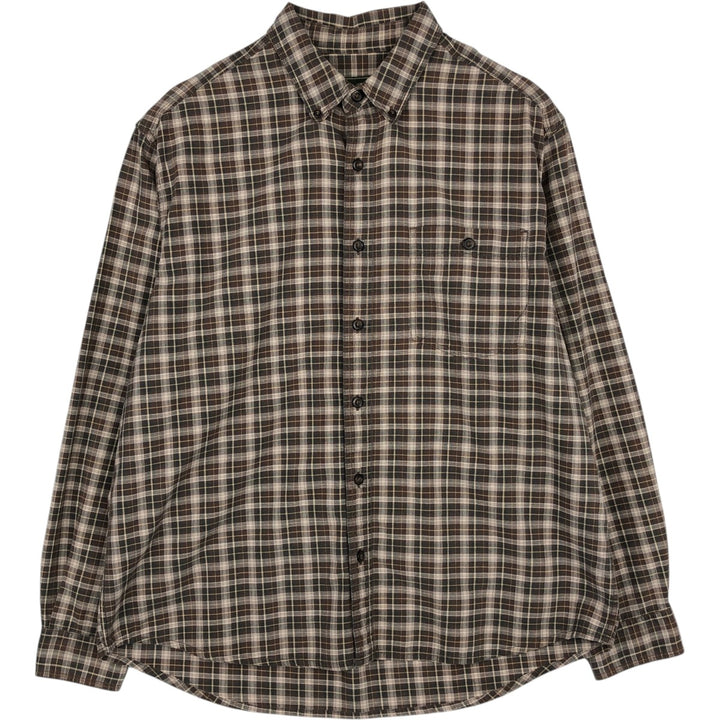 Eddie Bauer Long Sleeve Button-Down Check Shirt, Men's Size L cotton brown type Vintage Second Hand