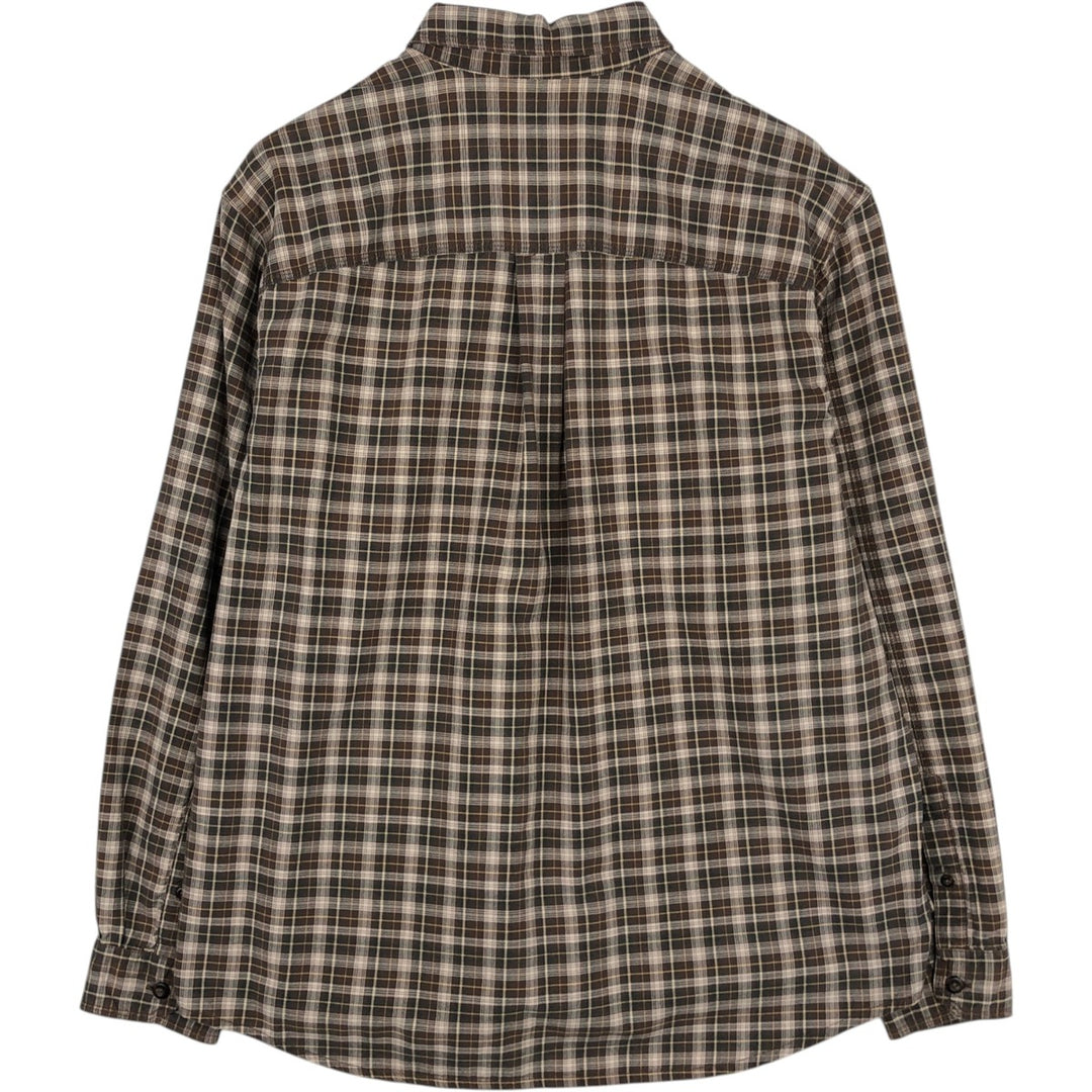 Eddie Bauer Long Sleeve Button-Down Check Shirt, Men's Size L cotton brown type Vintage Second Hand