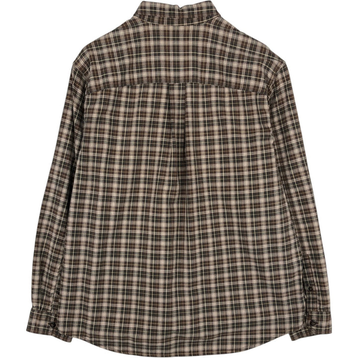 Eddie Bauer Long Sleeve Button-Down Check Shirt, Men's Size L cotton brown type Vintage Second Hand